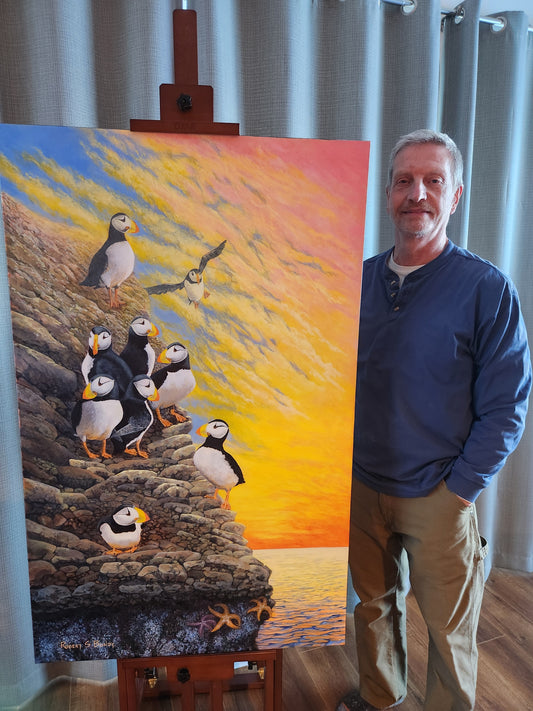 Low Tide Puffins 30"x48"